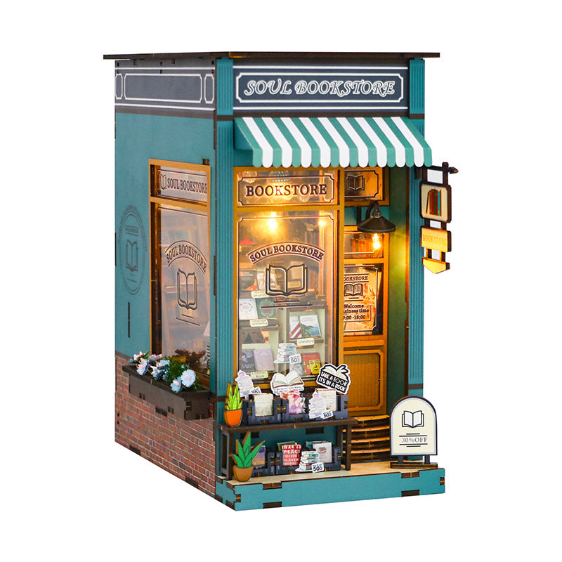 DIY Miniature House Model Kit for Bookshelf Decor