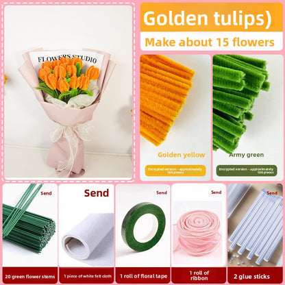 DIY Plush Flower Bouquet Craft
