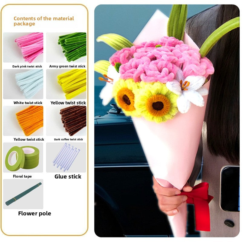 DIY Plush Flower Bouquet Craft
