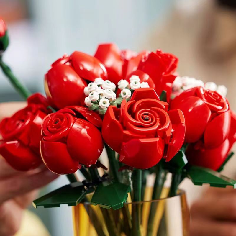DIY Rose Bouquet Building Blocks Educational Toy
