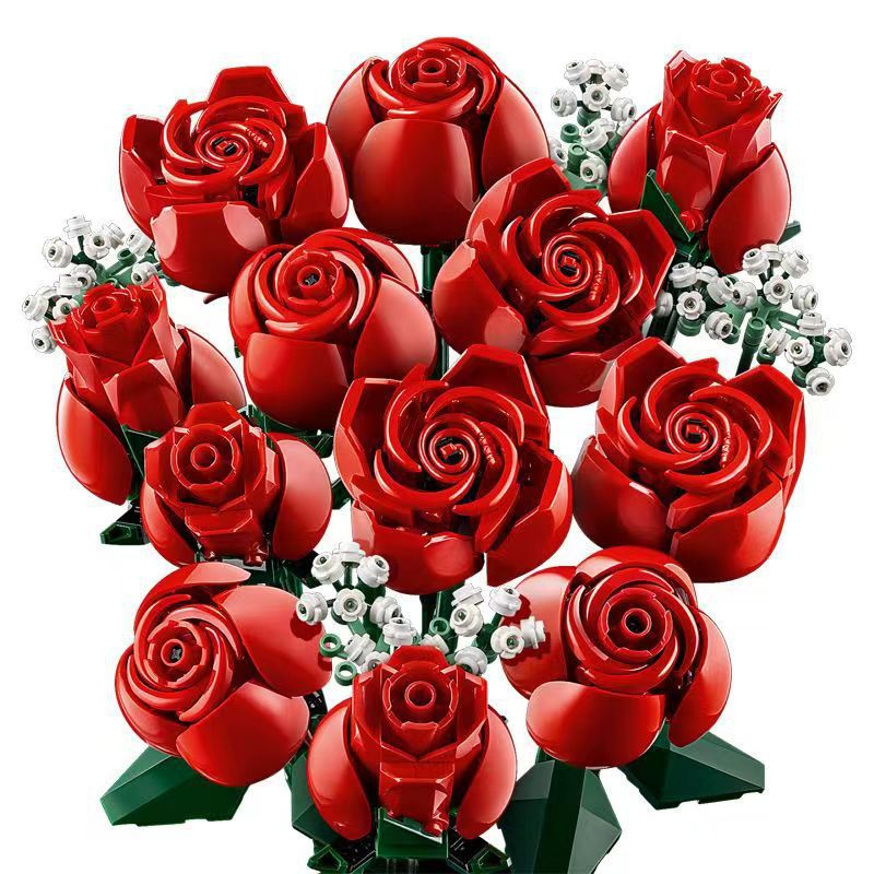 DIY Rose Bouquet Building Blocks Educational Toy
