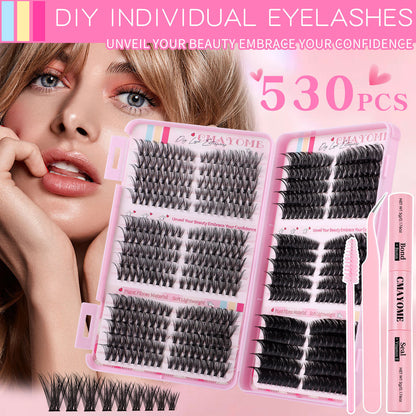 DIY Single Cluster False Eyelashes Natural Thick D-Curved