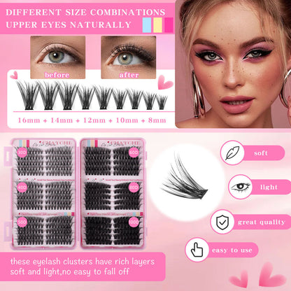 DIY Single Cluster False Eyelashes Natural Thick D-Curved