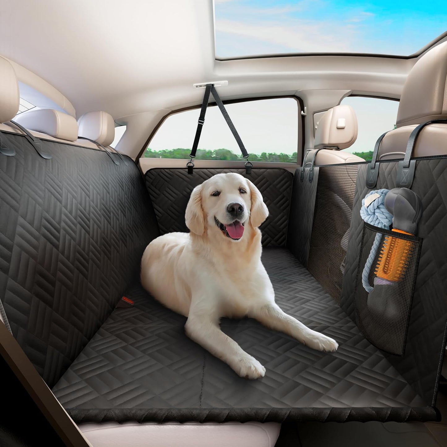 Dog Backseat Cover with Hard Bottom Support