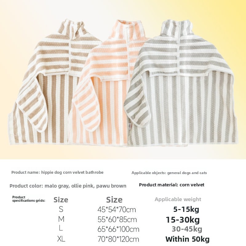 Dog bathrobe with thick padding and quick-drying property