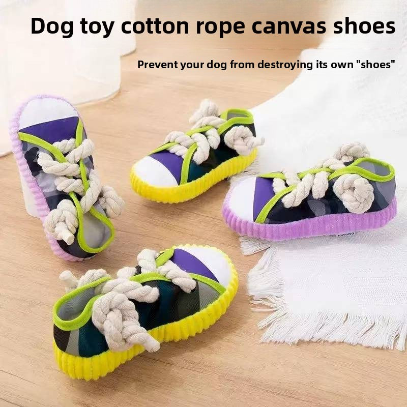 Dog Chew Toy Squeaking Canvas Shoe