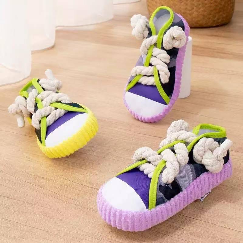 Dog Chew Toy Squeaking Canvas Shoe