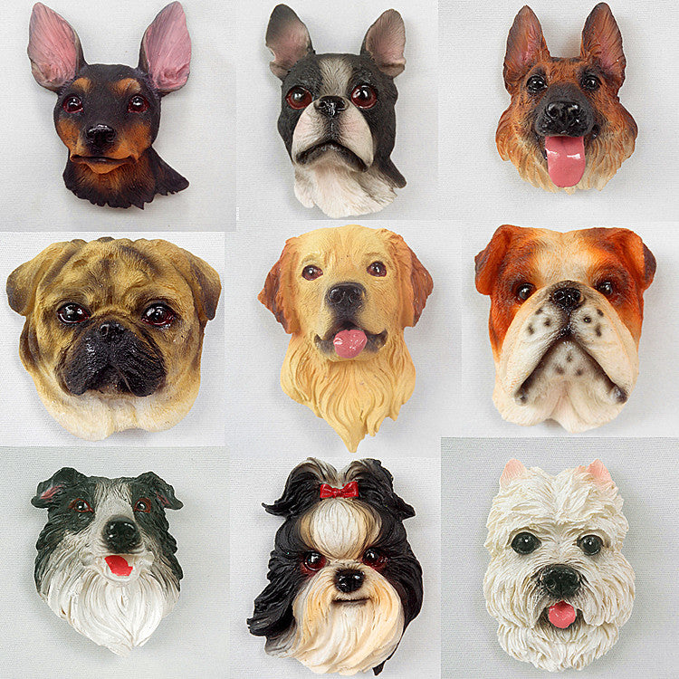 Dog Head Refrigerator Magnets Set
