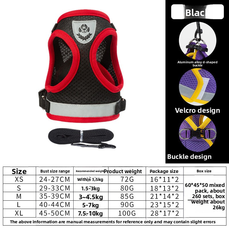 Dog leash on chest harness
