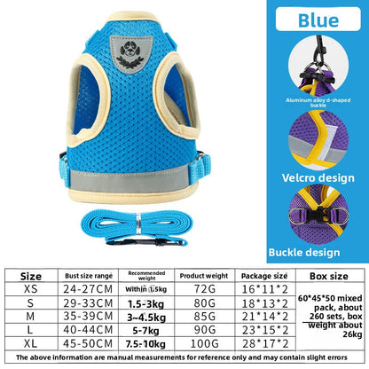 Dog leash on chest harness