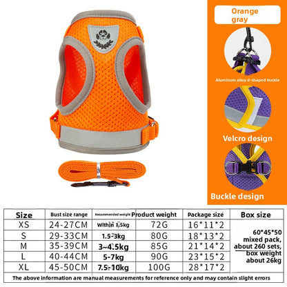 Dog leash on chest harness