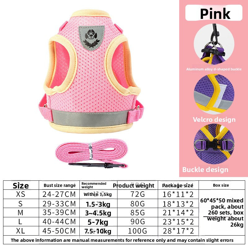 Dog leash on chest harness