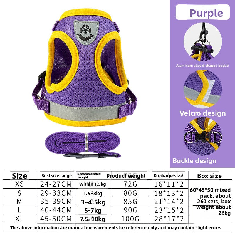 Dog leash on chest harness