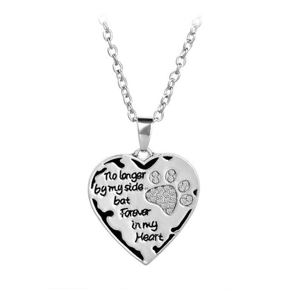 Dog Paw Heart Pendant Necklace
