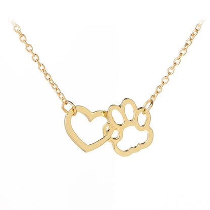 Dog Paw Heart Pendant Necklace