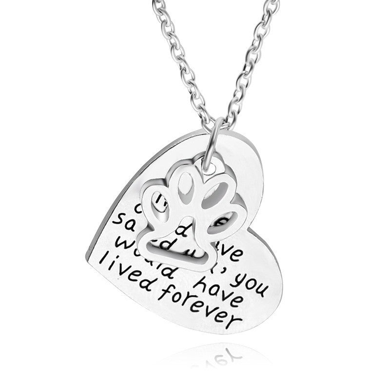 Dog Paw Heart Pendant Necklace