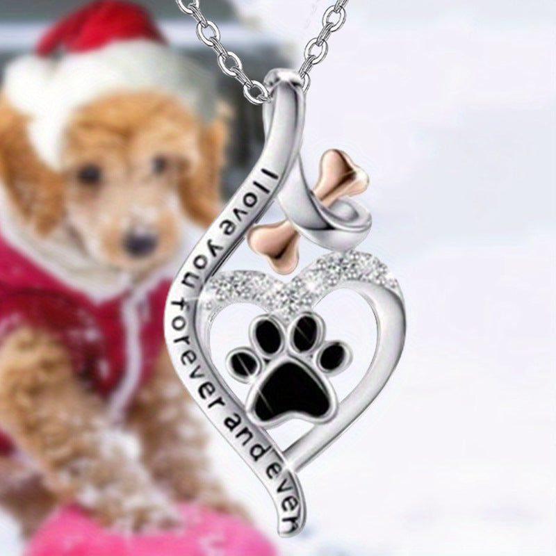 Dog Paw Print Alloy Pendant Necklace