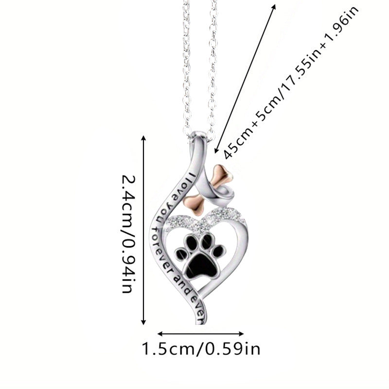 Dog Paw Print Alloy Pendant Necklace