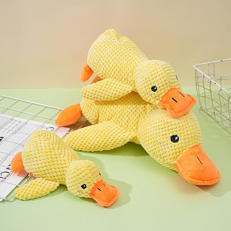 Dog toys bite-resistant molars sound relief toys plush sleeping small yellow duck small and medium-sized dog pet toys