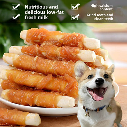 Dog Treats: Chicken-Wrapped Cheese Sticks and Calcium Sticks