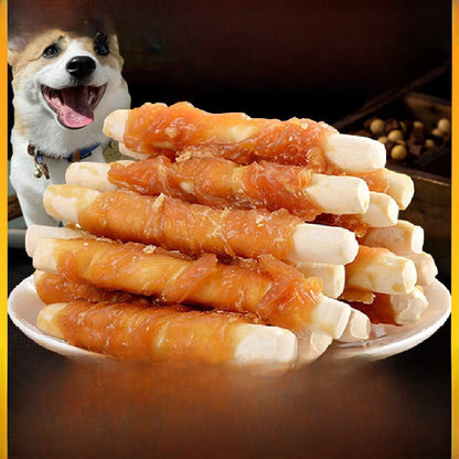 Dog Treats: Chicken-Wrapped Cheese Sticks and Calcium Sticks