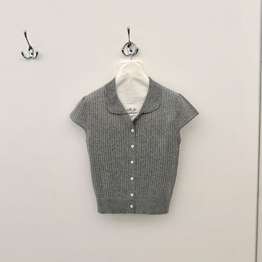 Doll Collar Knitted Cardigan