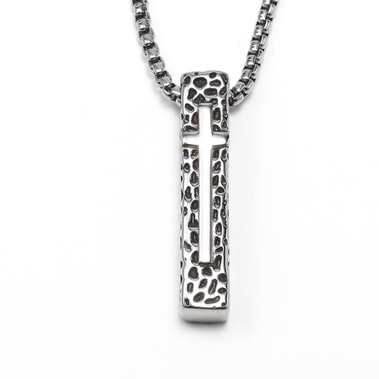 domineering double wolf head titanium steel pendant necklace
