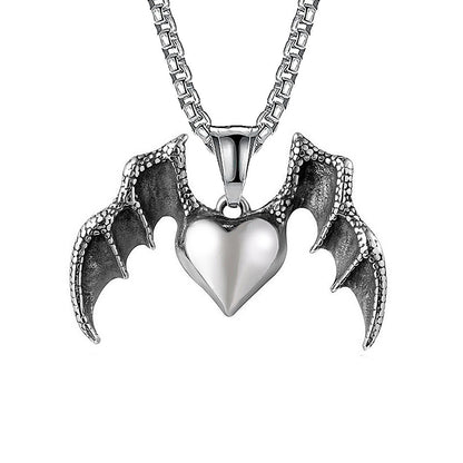 domineering double wolf head titanium steel pendant necklace