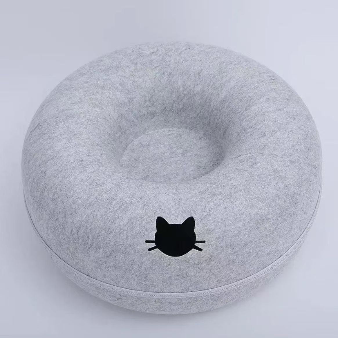 Donut Felt Pet Nest with Zipper Tunnel