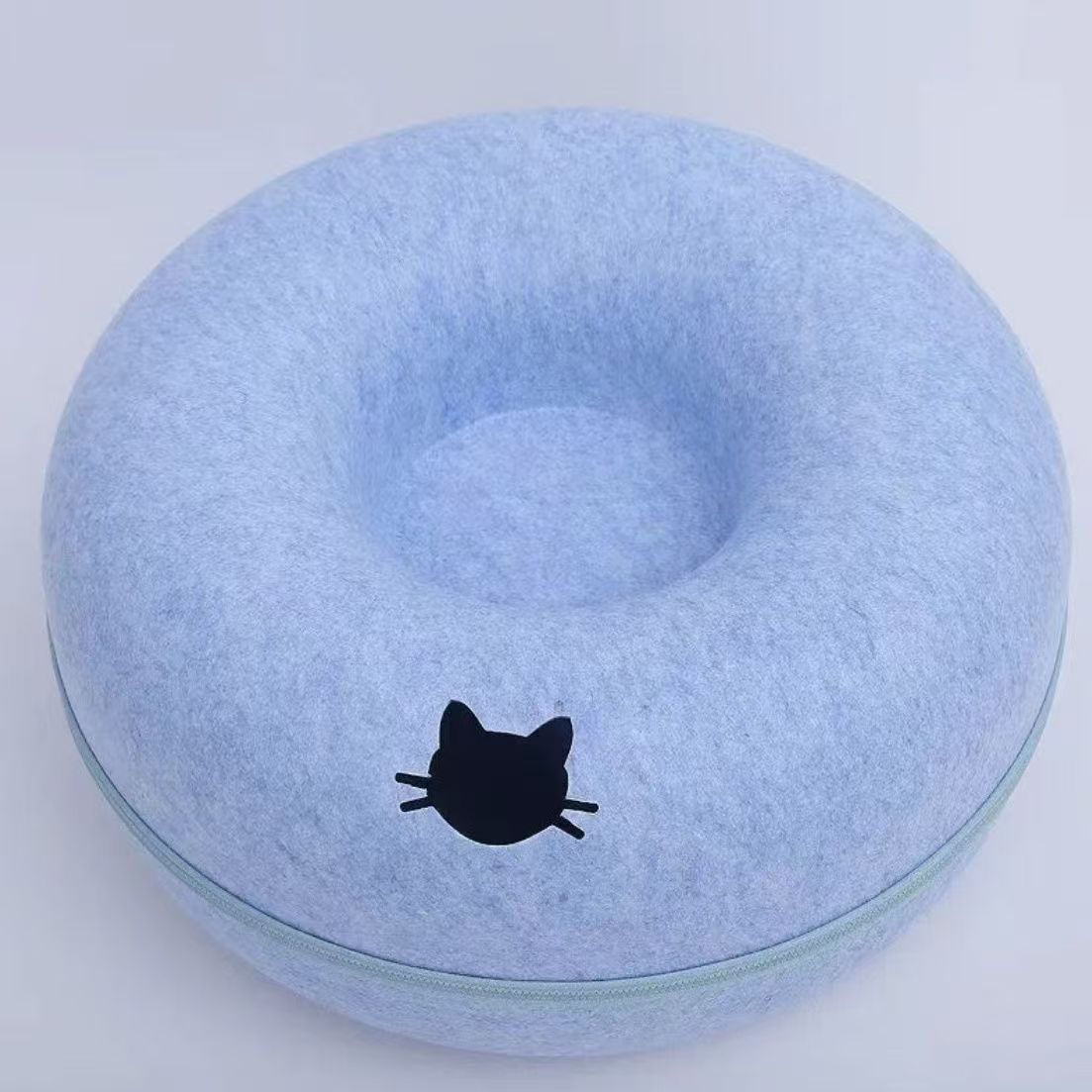 Donut Felt Pet Nest with Zipper Tunnel
