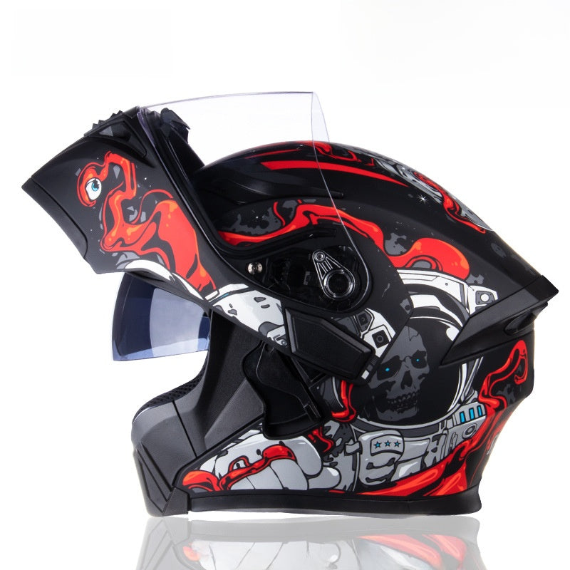 DOT Certified Carbon Fiber Motorcycle Helmet with Dual Lens