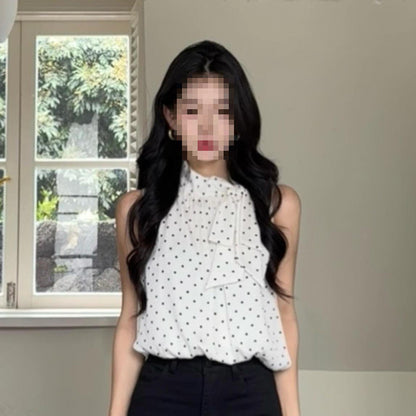 Dot Sleeveless Top and Bootcut Jeans Set