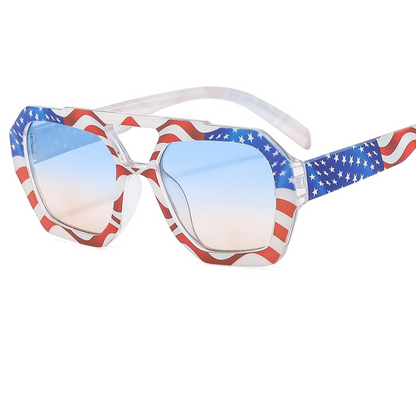 Double Beam American Flag Pattern Sunglasses UV Protection