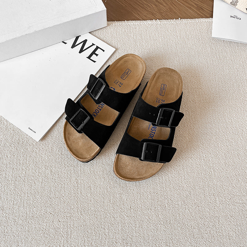 Double-Breasted Cork Sole Sandals