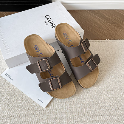 Double-Breasted Cork Sole Sandals