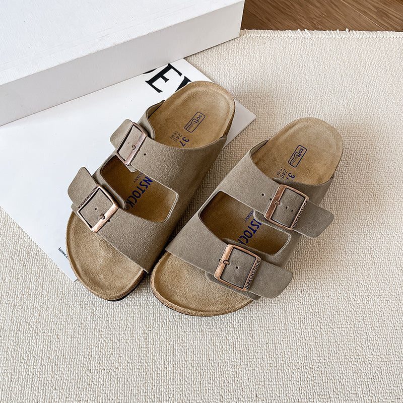 Double-Breasted Cork Sole Sandals