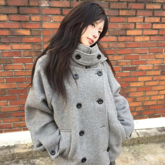 Double-breasted hooded coat