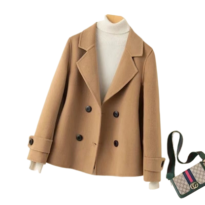 Double-breasted reversible wool coat