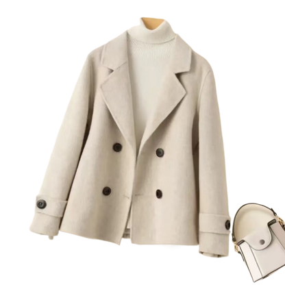 Double-breasted reversible wool coat
