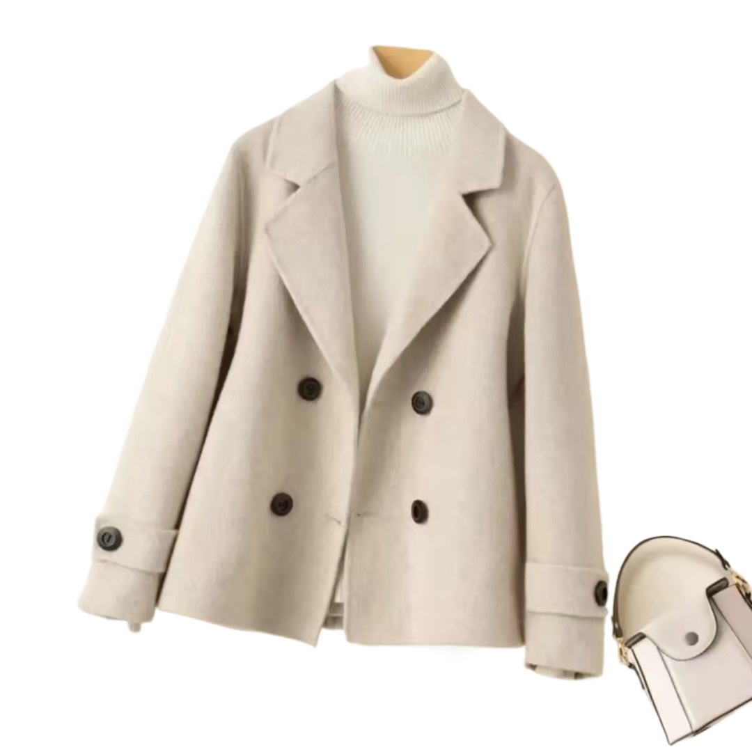 Double-breasted reversible wool coat