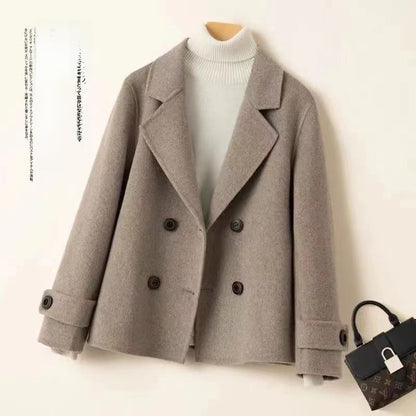 Double-breasted reversible wool coat