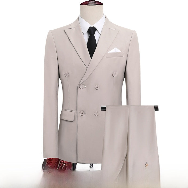 Double-Breasted Slim Fit Mens Suit