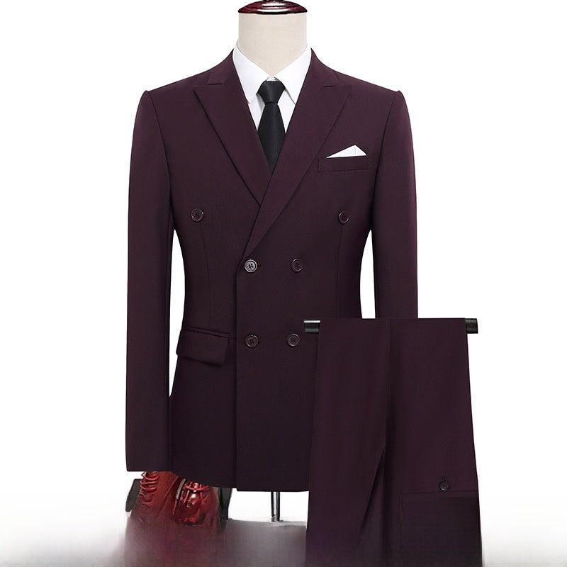 Double-Breasted Slim Fit Mens Suit