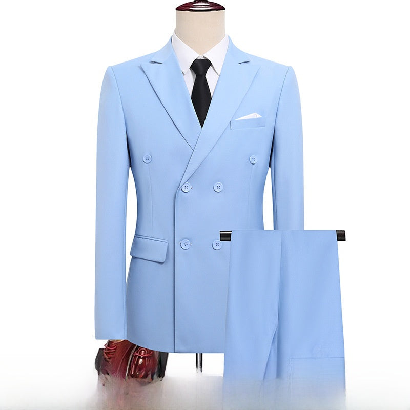 Double-Breasted Slim Fit Mens Suit
