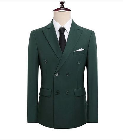 Double-Breasted Slim Fit Mens Suit Jacket and Trousers Set