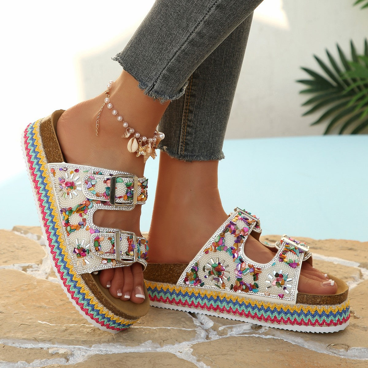 Double-buckle sandals