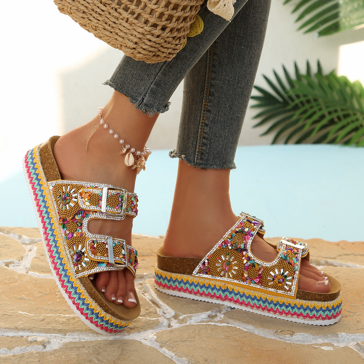 Double-buckle sandals