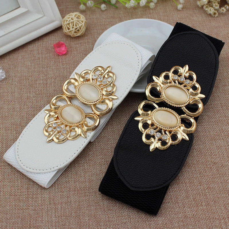 Double cat's eye inlaid waist belt