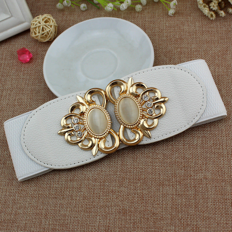 Double cat's eye inlaid waist belt
