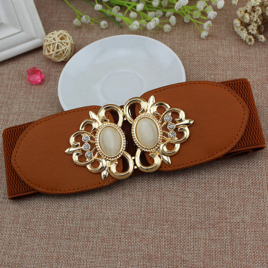 Double cat's eye inlaid waist belt